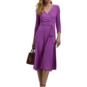 $145 Lauren Ralph Lauren Surplice Jersey Dress Women's Aurora Violet Size 8